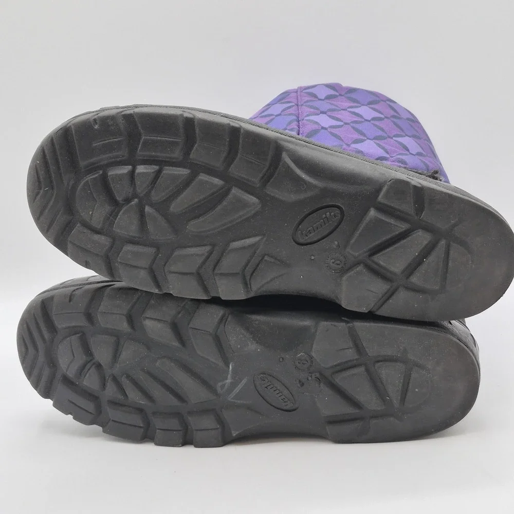 Kamik Snow Boots Youth Size 6 Purple‎ Black Winter Waterproof Drawstring Strap